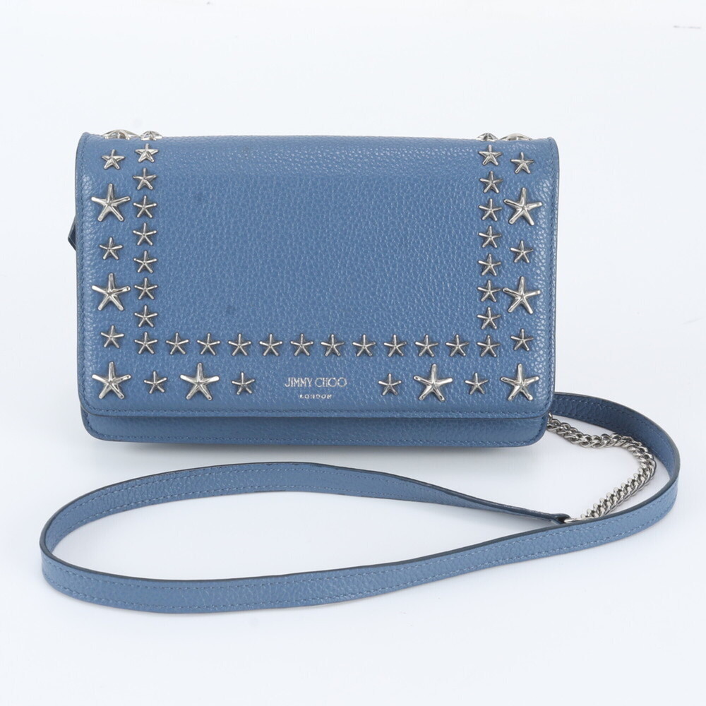 Jimmy Choo Shoulder Bag Chain Wallet Star Stud Leather Long for Women